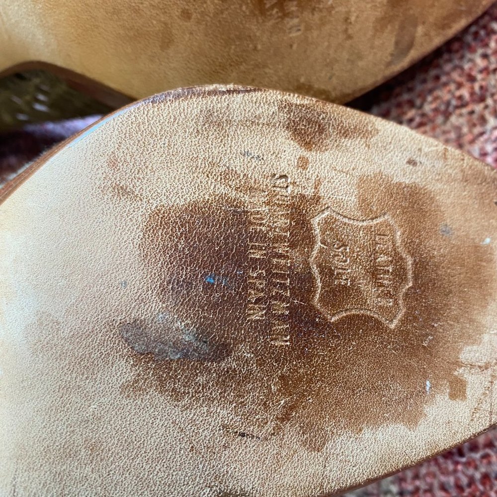 Stuart Weitzman Light Brown Perforated Wooden Hee… - image 6